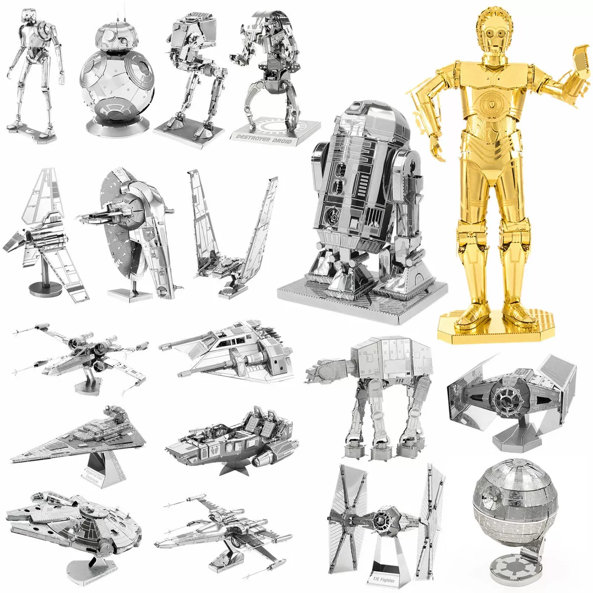 Disney Star Wars 3d Metal Puzzle Diy Bb8 Millennium Falcon R2d2 Figure  Assemble Laser Cut Model Kit Puzzle Gifts For Children