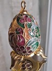 Vintage Cloisonne Enameled Large Floral Design Egg Pendant Art Neclace  — photo 2