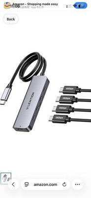 LENTION 2FT USB-C to USB-C Cable 10Gbps 100W PD 4K Video Data Lead CE31s Gray