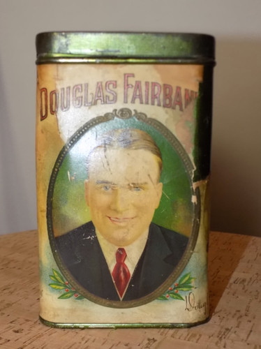 AWESOME ANTIQUE DOUGLAS FAIRBANKS TOBACCO TIN