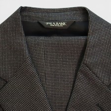 Jos A Bank 2 Piece Suit 41L Charcoal Gray Nailshead Wool 2 Button
