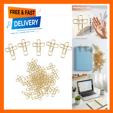 50PCS Gold Heart Cross Paper Clips Faith Bible Study Organizer Gift Religious