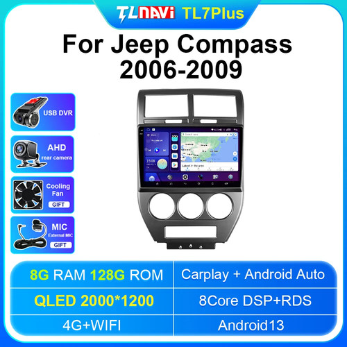 Apple CarPlay Android Auto 9" Car Stereo Bluetooth 128G For Jeep Compass 06-2009 - Picture 48 of 48
