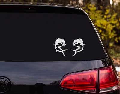 Two Mahi Mahi Dolphinfish Mirrored Leaping Silhouette Vinyl Decal Sticker