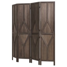 Uimoso 4-Panel Wooden Folding Privacy Screen with Y Design, 67 Inches