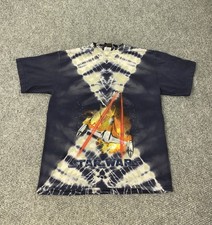 Vintage Star Wars Shirt Youth XL Mens Medium Tie Dye Episode 1 Movie Promo 90s