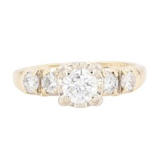 .83ctw Round Diamond Solitaire w/ Accents Engagement Ring 14k Yellow Gold Size 6