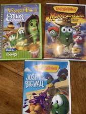 Veggietales Lot Of  3 Used DVDs - Esther Minn Cuke Josh Wall