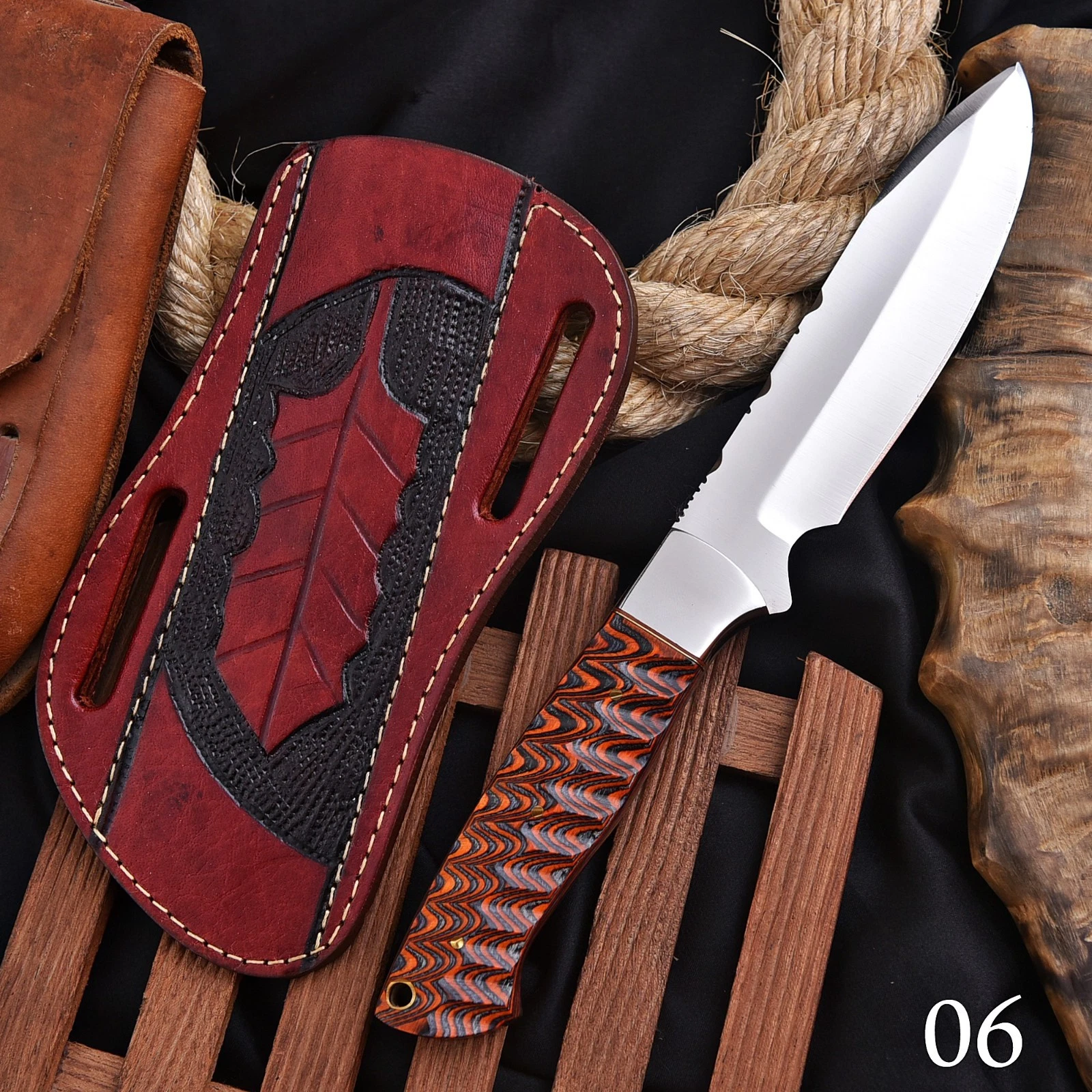 Handmade 10" High Carbon Steel Sharp Hunting Knife | Full Tang | Leather Sheath