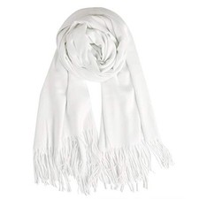 Womens Large Soft Wedding Evening Pashmina Shawls Wraps Scarfs White