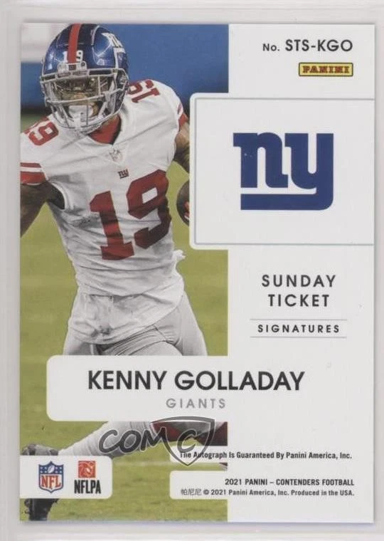 2021 Panini Contenders Sunday Ticket Signatures Gold /10 Kenny Golladay Auto - Image 2 of 2
