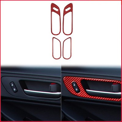 4Pcs For Mazda 3 2010-2013 Real Red Carbon Fiber Door Handle Cover Trim