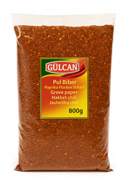 Gülcan XL Beutel Pul Biber scharf Chiliflocken Zubereitung Paprikaflocken 800g