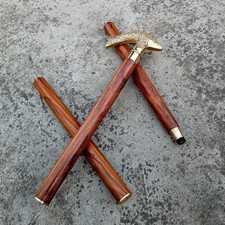 Handmade Brass Fish Handle Walking Cane Wooden Vintage Gentleman Walking Stick