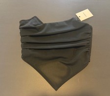 Superdown Black Mesh Draped Corset Top Strapless Pointed Hem Bustier NWT