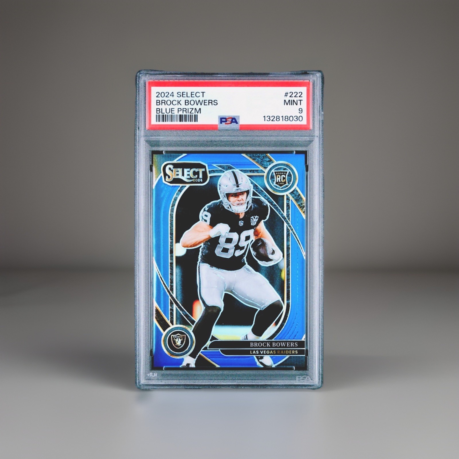 2024 Panini Select BROCK BOWERS ROOKIE CLUB BLUE PRIZM /99 RC #222 Raiders PSA 9