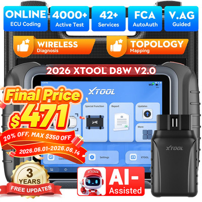 XTOOL D8W V2.0 Auto All System Diagnostic Scanner E.CU Coding Key Program FCA