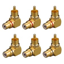 Eightnoo RCA Right Angle Adapter - 90  Female to Male Gold-Plated Gold