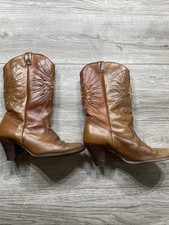 Vintage Dingo Boots Western Womans Leather Design Brown Two Tone READ DESCRIPTIO