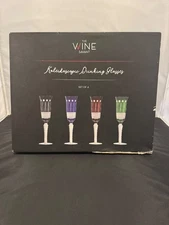 The Wine Savant Kaleidoscopic Drinking Glasses Set of 4 – Multicolor Crystal Gob