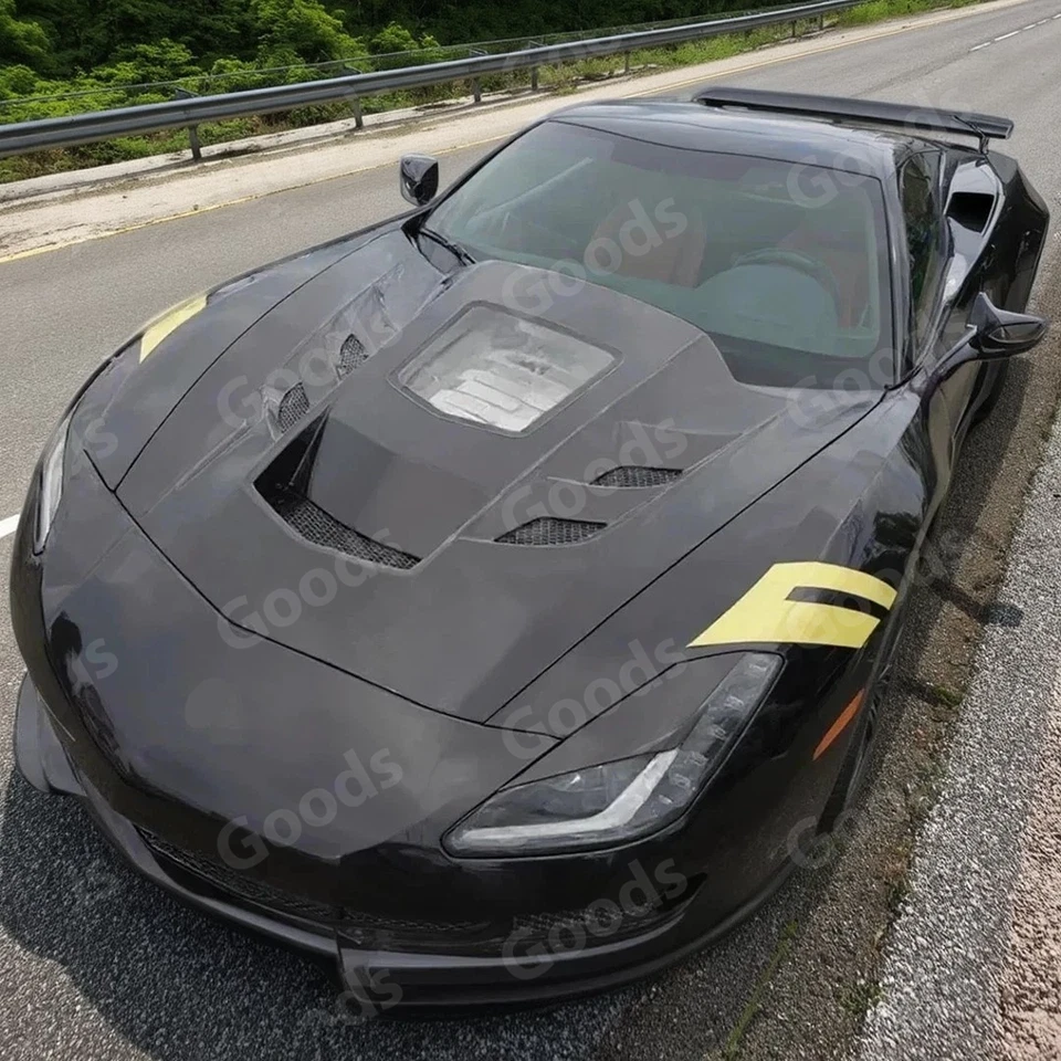Capô de motor dianteiro ventilado de fibra de carbono real compatível com Chevrolet Corvette C7 2014-2019 - Imagem 3 de 4