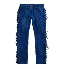 Men Western Suede Cowboy Style Leather Pant with Fringes