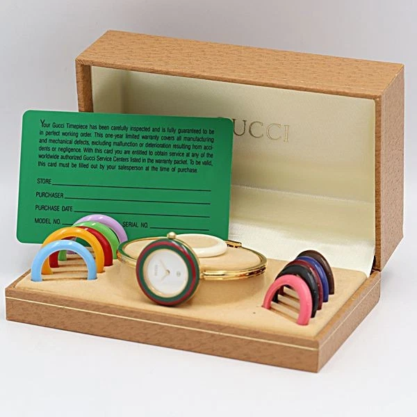 Orologio Gucci 1100L Cambio Lunetta Quadrante Bianco Quarzo Bracciale Donna Boxato Giappone