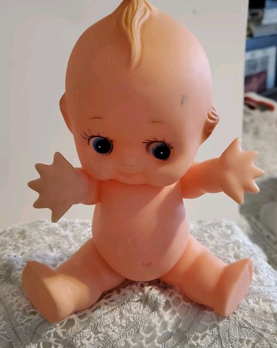 Muñeca Kewpie 8” Vinilo Goma De Colección Años 60 Rara Olla Vientre Retro MCM Juguete Articulado - Imagen 1 de 8