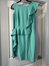 Calvin Klein Light Teal Blue Ruffle Dress Size 10