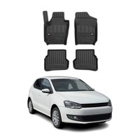 Omac Gummi FußMatten FüR VW Polo 2009-2017 Premium TPE 3D Automatten Schwarz 4X