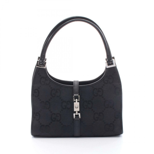 Gucci Jackie Jumbo GG Canvas Leather Handbag Black M