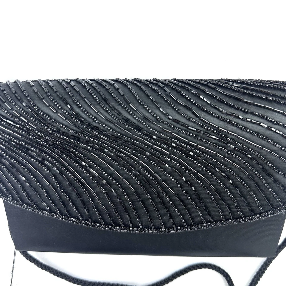 Bolso de Hombro Sasha con Cuentas Negro Cuentas Carcasa Dura Bolso de Mano Noche Nuevo Foto 3 de 4