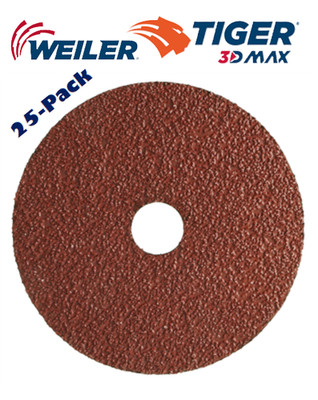 Weiler  68700  4-1/2'' 36+ Grit Tiger 3D Max Ceramic Resin Fiber Discs *25-PACK*