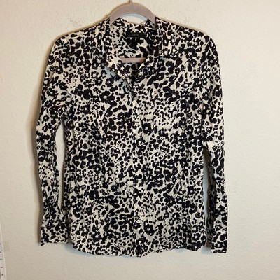 J. Crew boy shirt in snow cat leopard print