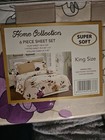 King Sheet Set-6 Piece Bamboo 2000ct Wrinkle Free Lt Pink, Purple & Tan Floral — photo 2