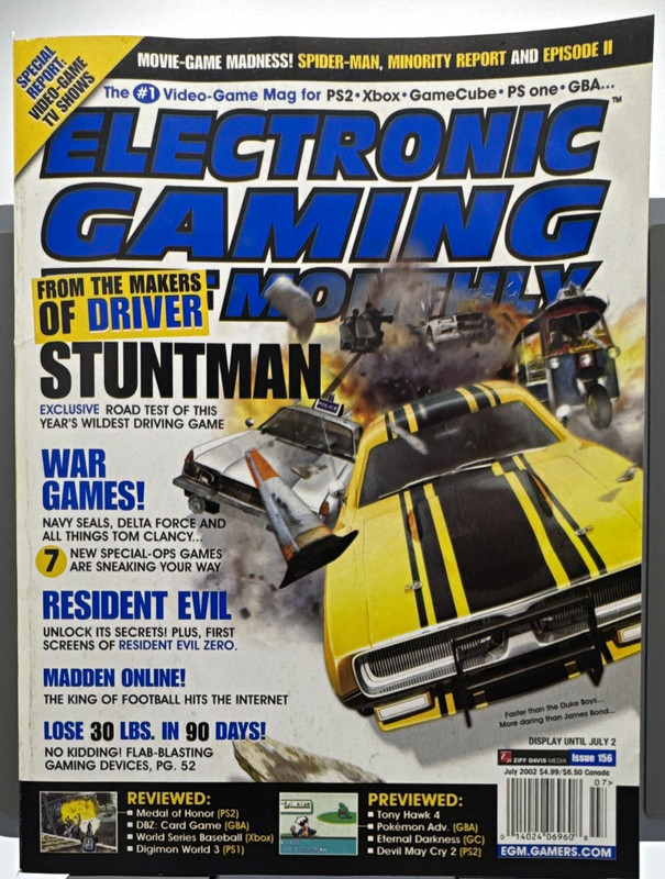 Electronic Gaming Monthly July 2002 Issue 156 Has Bruce Lee Poster