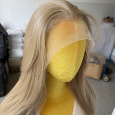 Ash Blonde Long Straight Lace Frontal Wigs Women Synthetic Hair Heat Resistant