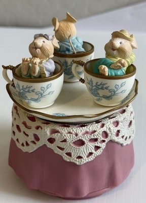 1993 ENESCO ''Tea For Two'' Its A Par-Tea! Mini Action Musical W/ Box WORKS Easter