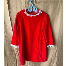 Vintage Red Velvet and Lace Girls Dress
