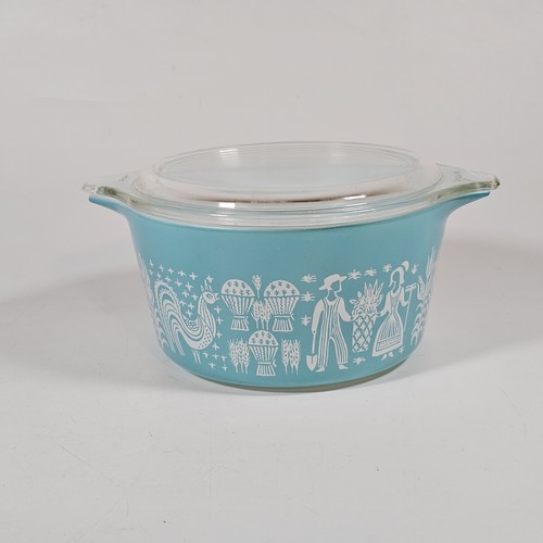 Vintage Pyrex Butterprint 473 Blue Dish 1qt Amish Design
