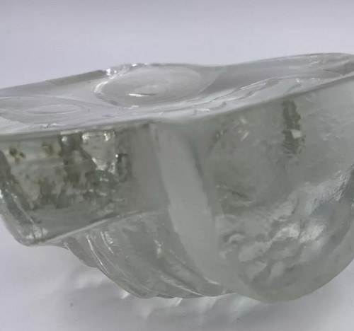 Viking Glass 6" Hand Made Clear Glass Vintage Owl Figurine Paperweight Bookend - Picture 4 of 5