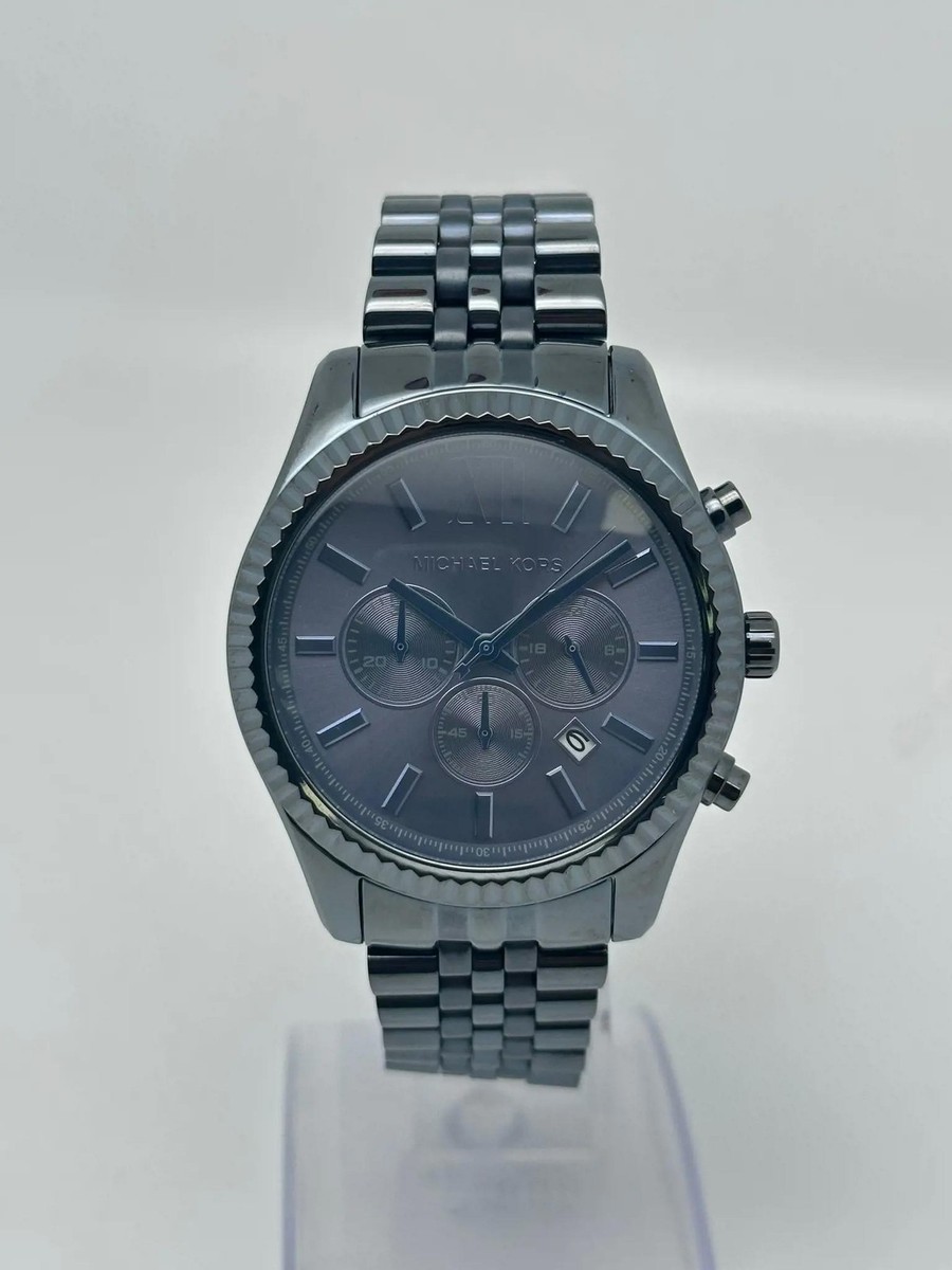Michael Kors Lexington 44mm Blue PVD Steel Quartz Mens Watch