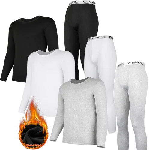 Mens Thermal Long Johns Top Bottom Underwear Trouser TShirt Set Full Sleeve Set - Picture 11 of 34