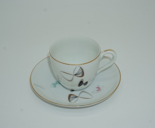 Vintage Porcelain Atomic Demitasse Cup And Saucer Mid Century Modern RC Japan