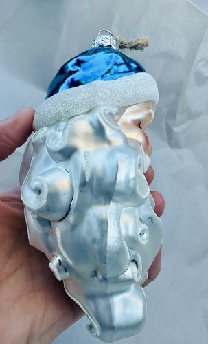 Hand Painted Blown Glass Santa Head Ornament - Picture 7 of 8