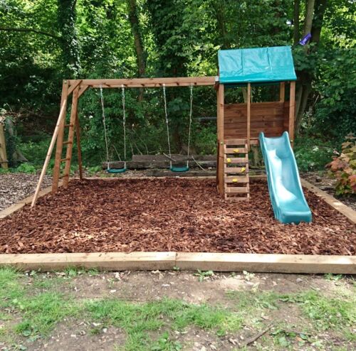 Dunster House Mega Fort Mountain climbing frame review after installation.  Outdoor Garden Treehouse 