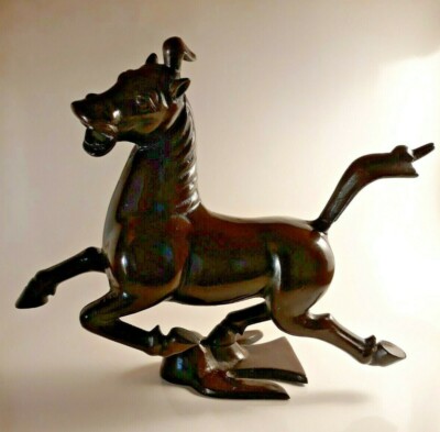 OMC Art Sculpture Horse Heavy Metal 11'' x 9'' Made in Japan Statue Vintage