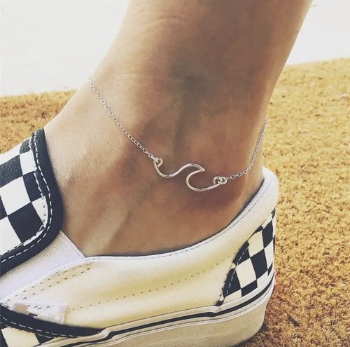 Para mujeres Moda Joyería Oro o Plata Onda Dije Pulsera Tobillo 1-329 - Imagen 4 de 6