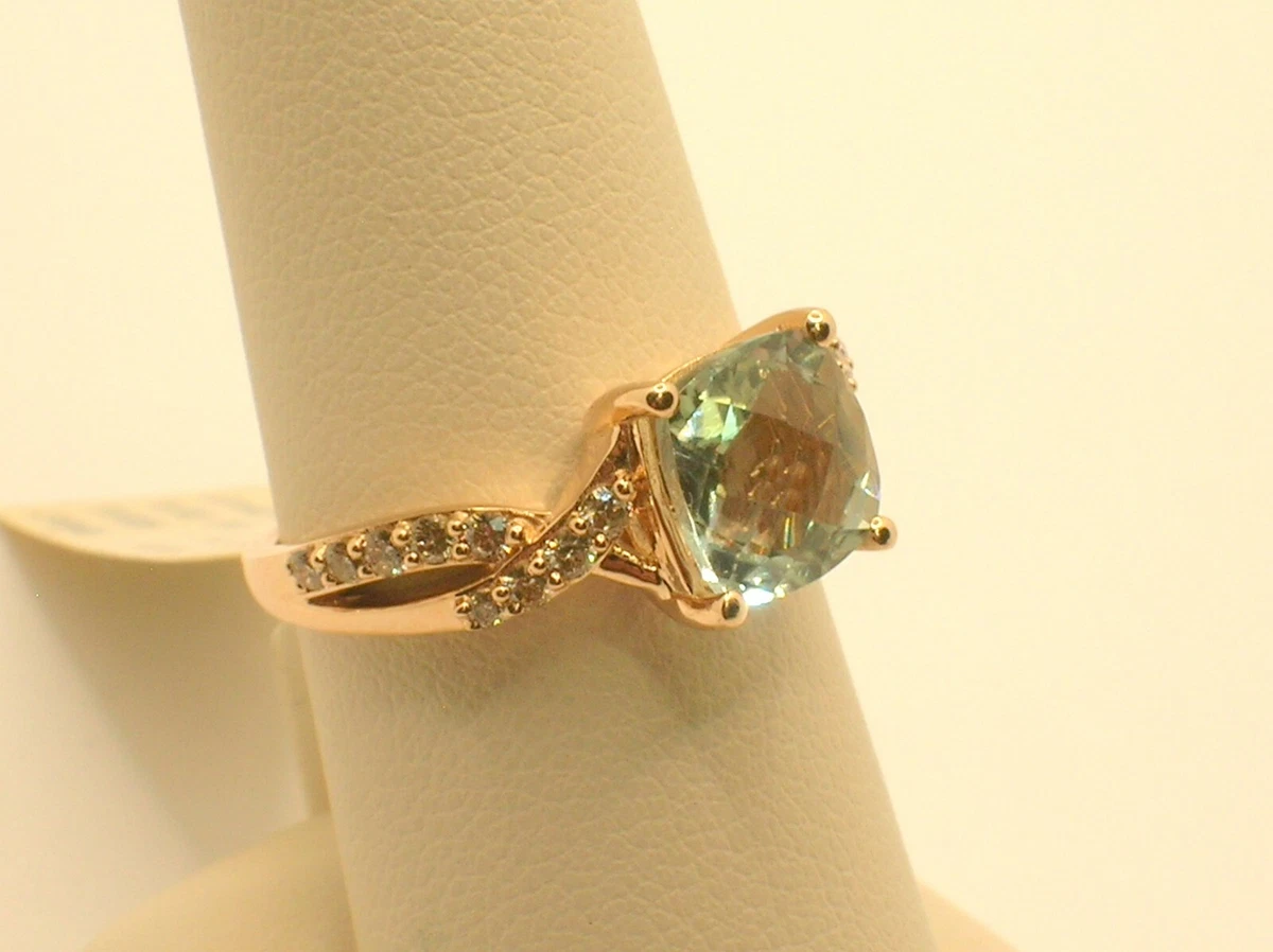 LE VIAN 14K ROSE GOLD 0.34 CTW DIAMONDS GREEN AMETHYST RING