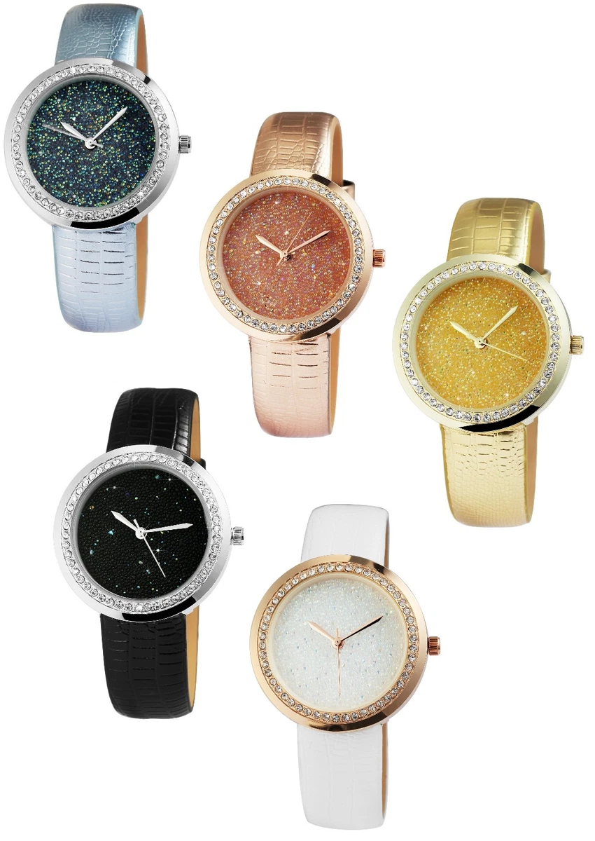 Excellanc Orologio Da Donna Al Quarzo – Quadrante Madreperla – Cinturino In Similpelle Bianco/Grigio/Rosa Oro – 33mm